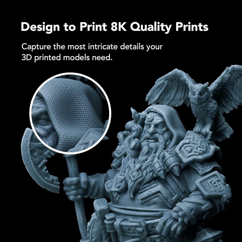 Phrozen Aqua Gray 8K 3D Printing Resin, Designed to Showcase Highly Detailed 3D Models & Works Best with 8K 3D LCD Printers (1KG) - Image 5